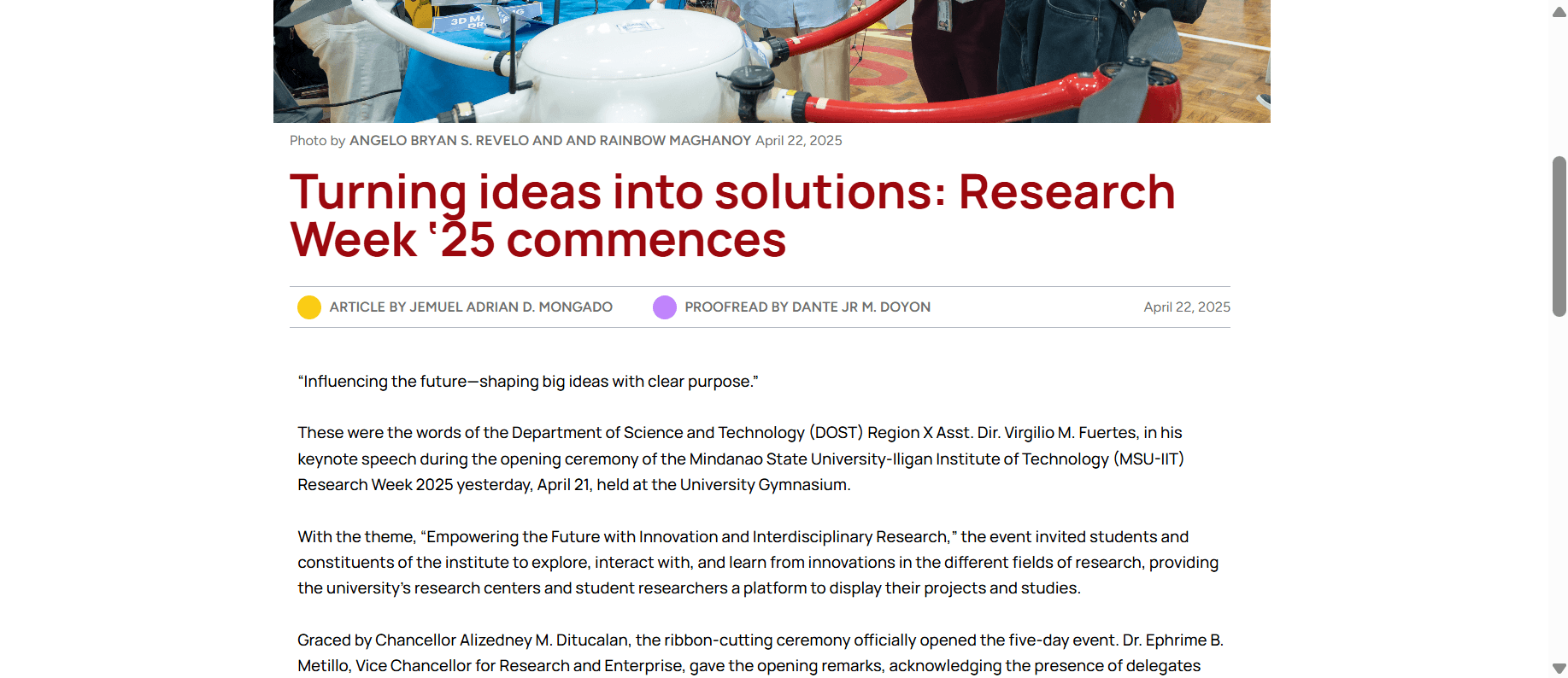 Article view — individual article display